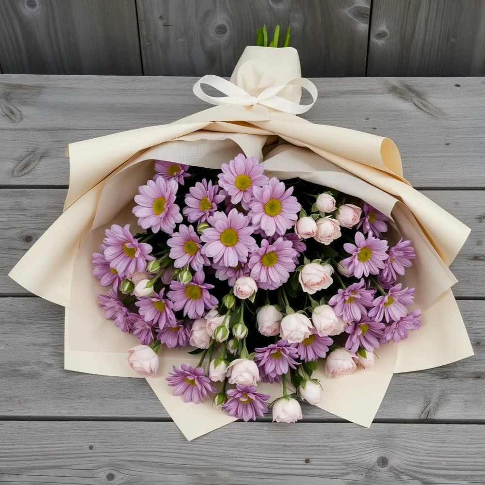 Букет цветов из: Розы и Хризантемы в Кондинское