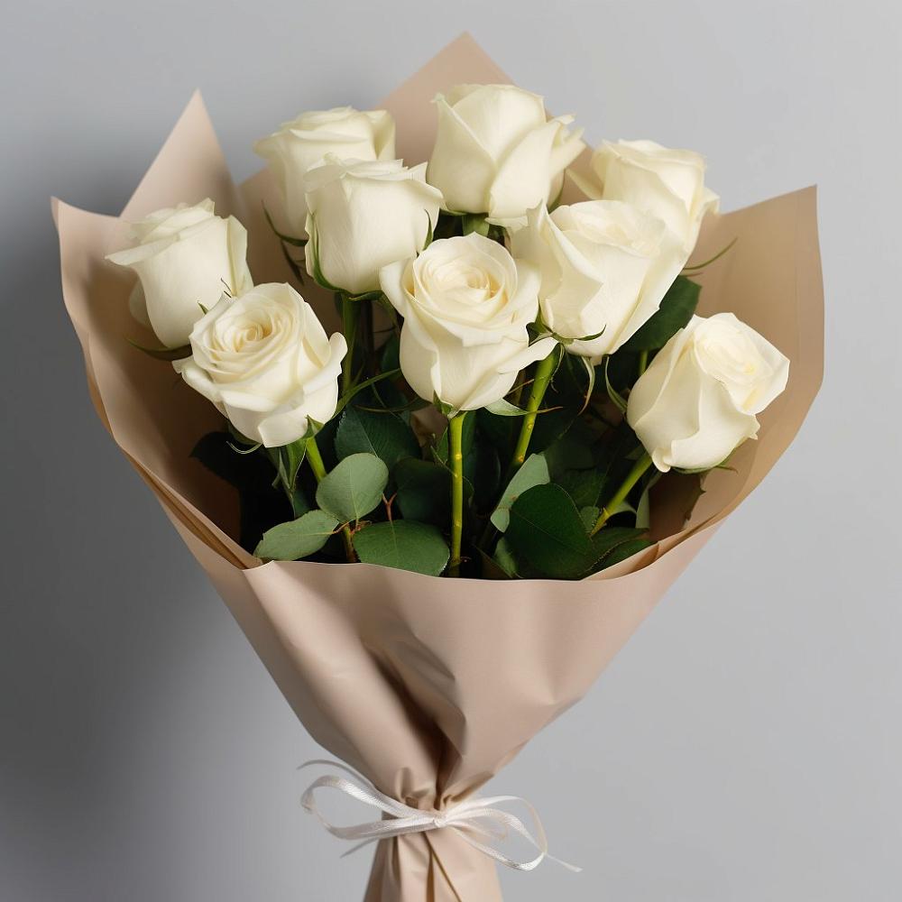 Букет 9 Белых роз Эдлесс Лав в Кондинское