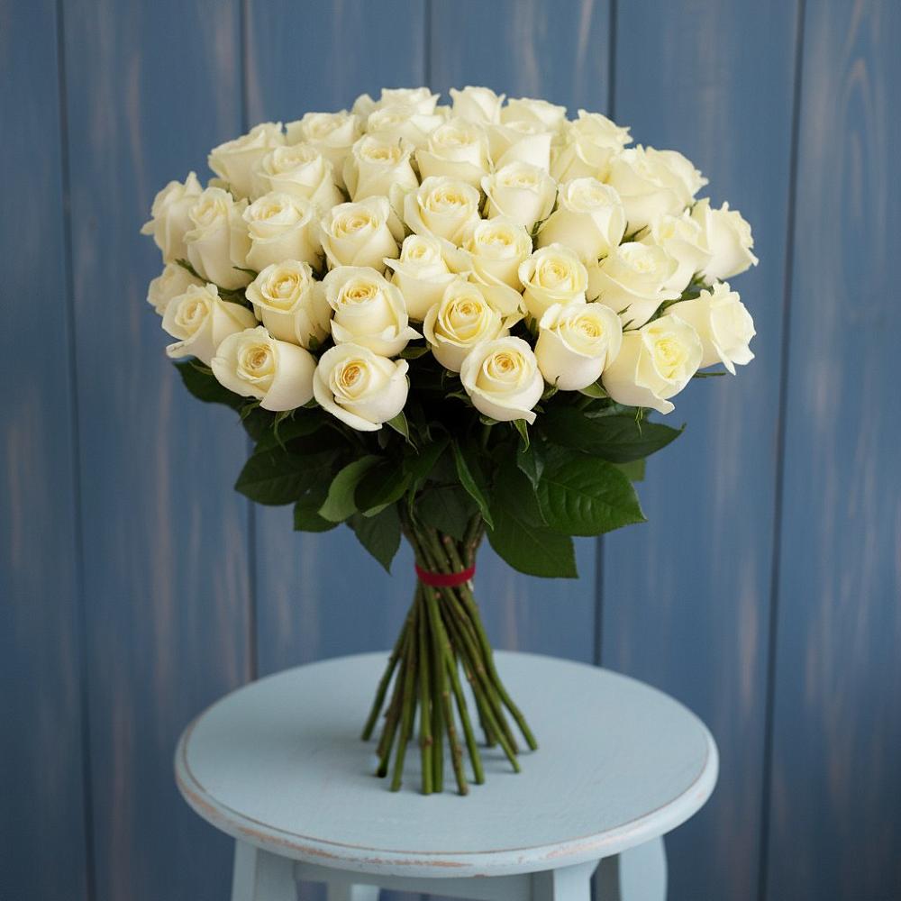 Букет 51 Белая роза Эдлесс Лав в Кондинское