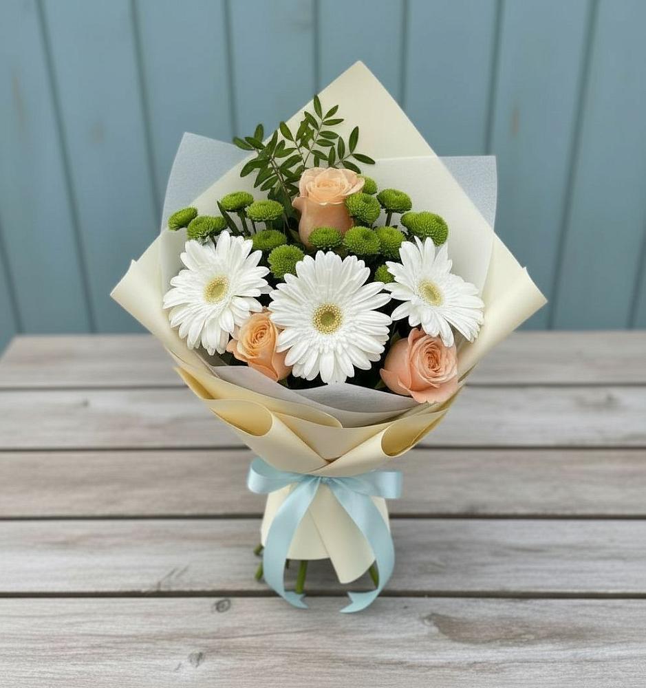 Букет цветов из: Герберы, Розы и Хризантемы в Кондинское