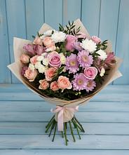 Букет цветов из:  Хризантемы, Розы и Альстромерии в Кондинское
