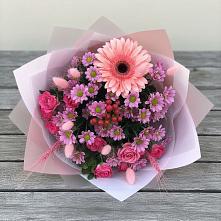 Букет цветов из:  Розы, Герберы и Хризантемы в Кондинское