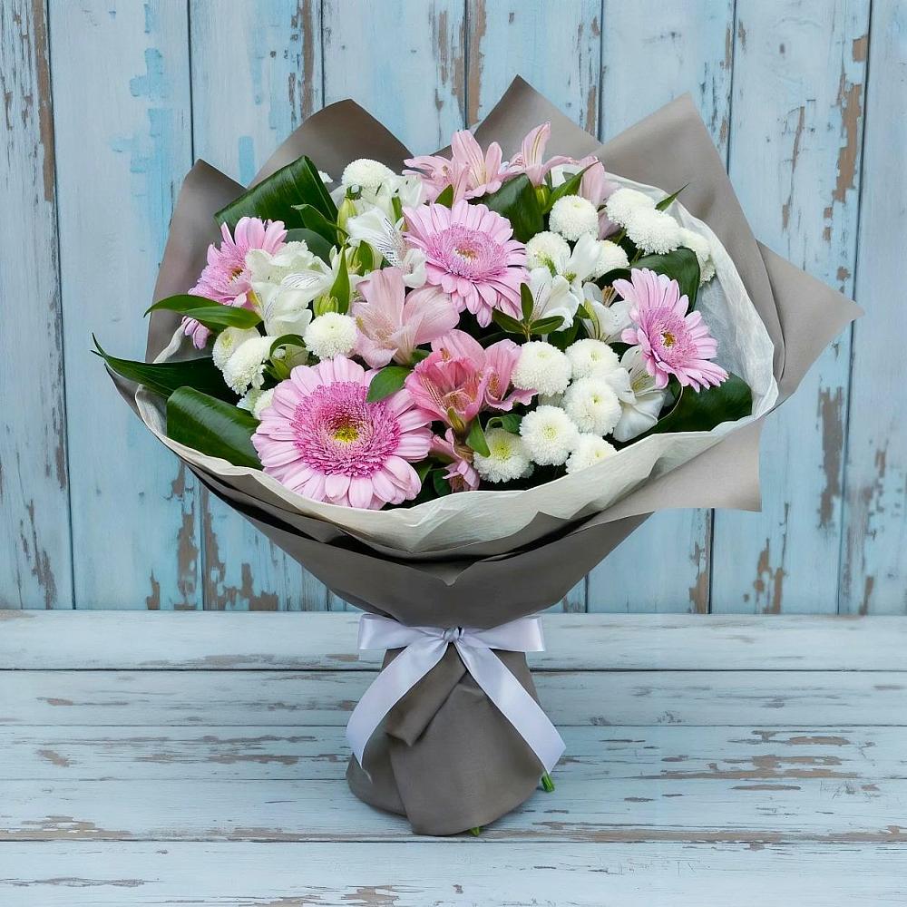 Букет цветов из: Герберы, Альстромерии и Хризантемы в Кондинское